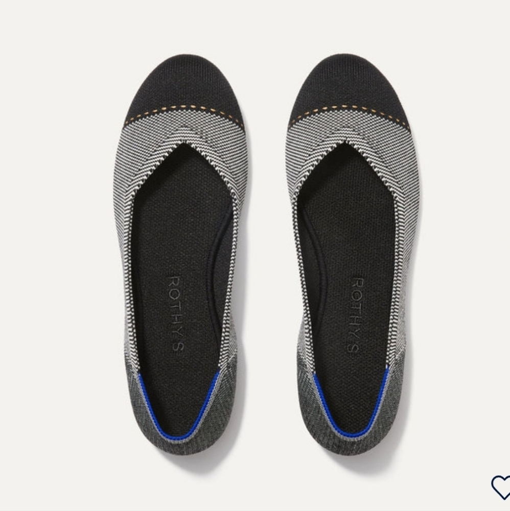 Rothys "The Flat" Grey Mist Captoe